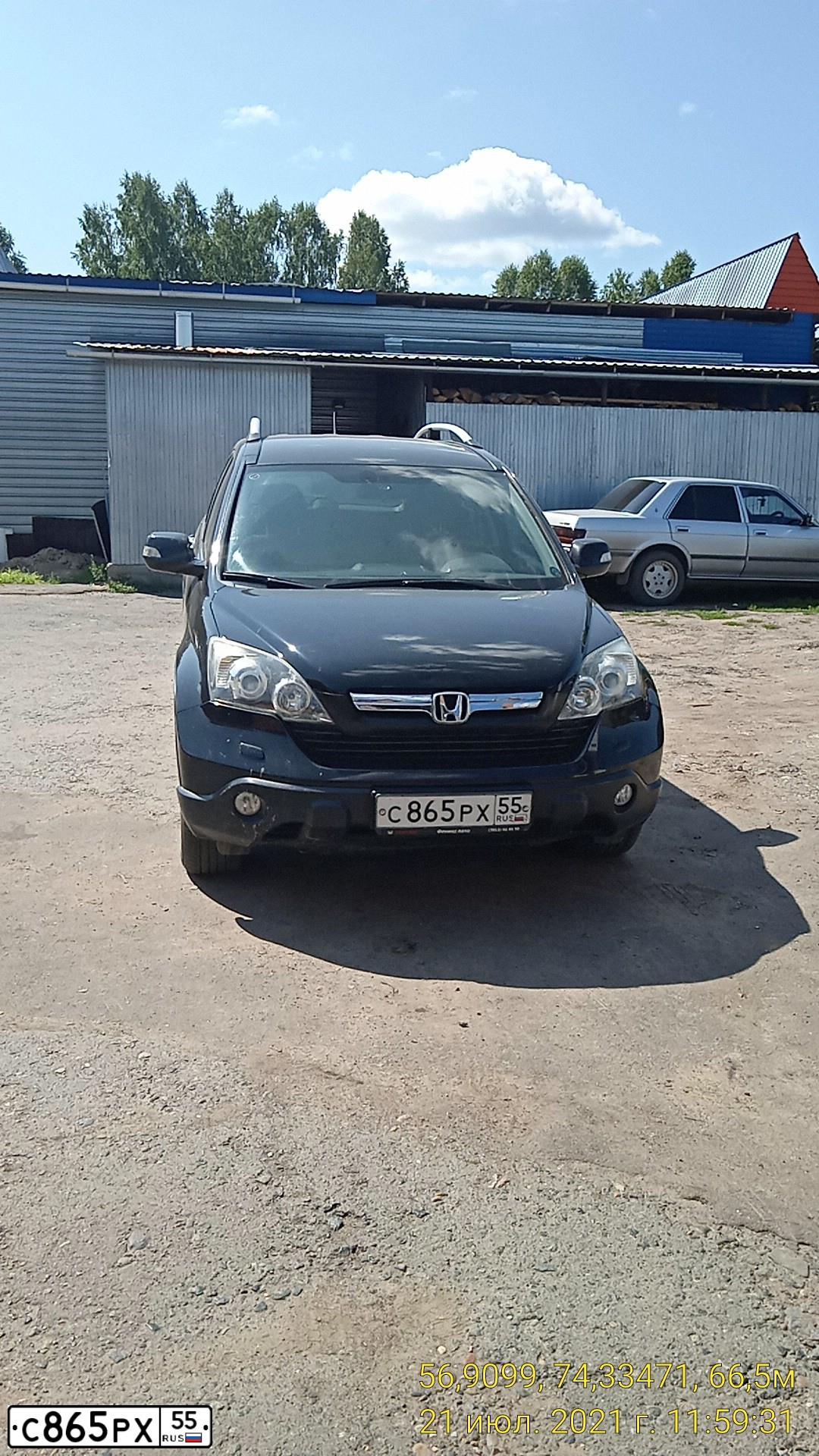 Фото автомобиля HONDA CR-V, 2008 — госномер С865РХ55. Цвет: ЧЕРНЫЙ