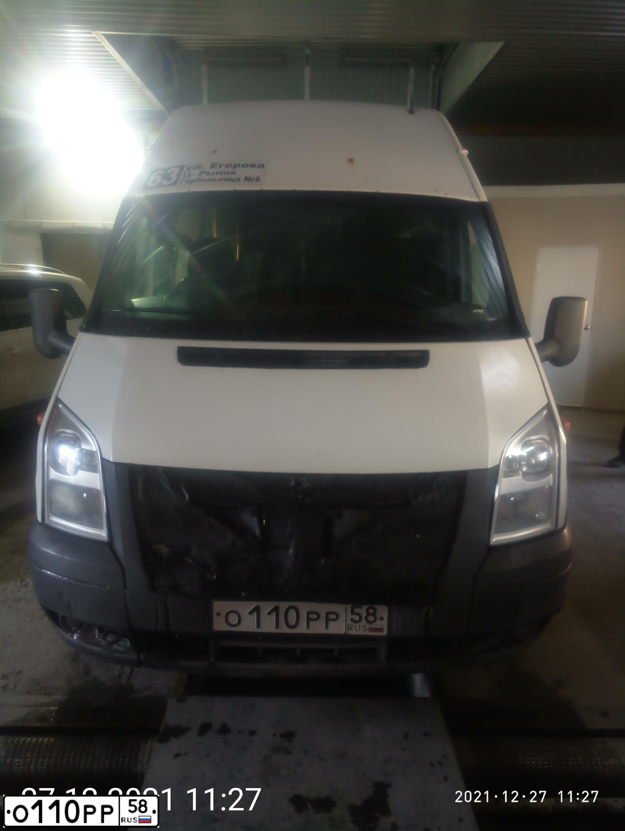 Фото автомобиля FORD TRANSIT, 2012 — госномер О110РР58. Цвет: БЕЛЫЙ
