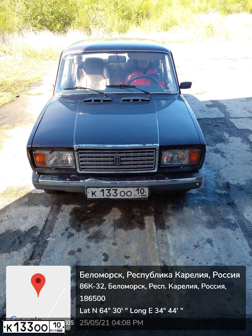 Фото автомобиля LADA 2107, 2009 — госномер К133ОО10. Цвет: ТЕМНО-КОРИЧНЕВЫЙ