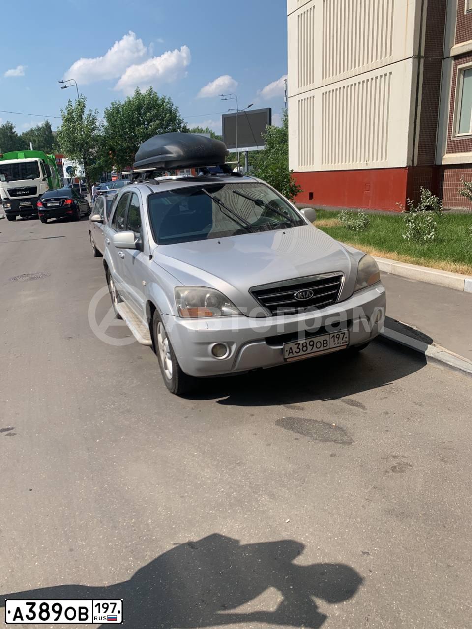 Фото автомобиля KIA SORENTO, 2006 — госномер А389ОВ197. Цвет: Серый