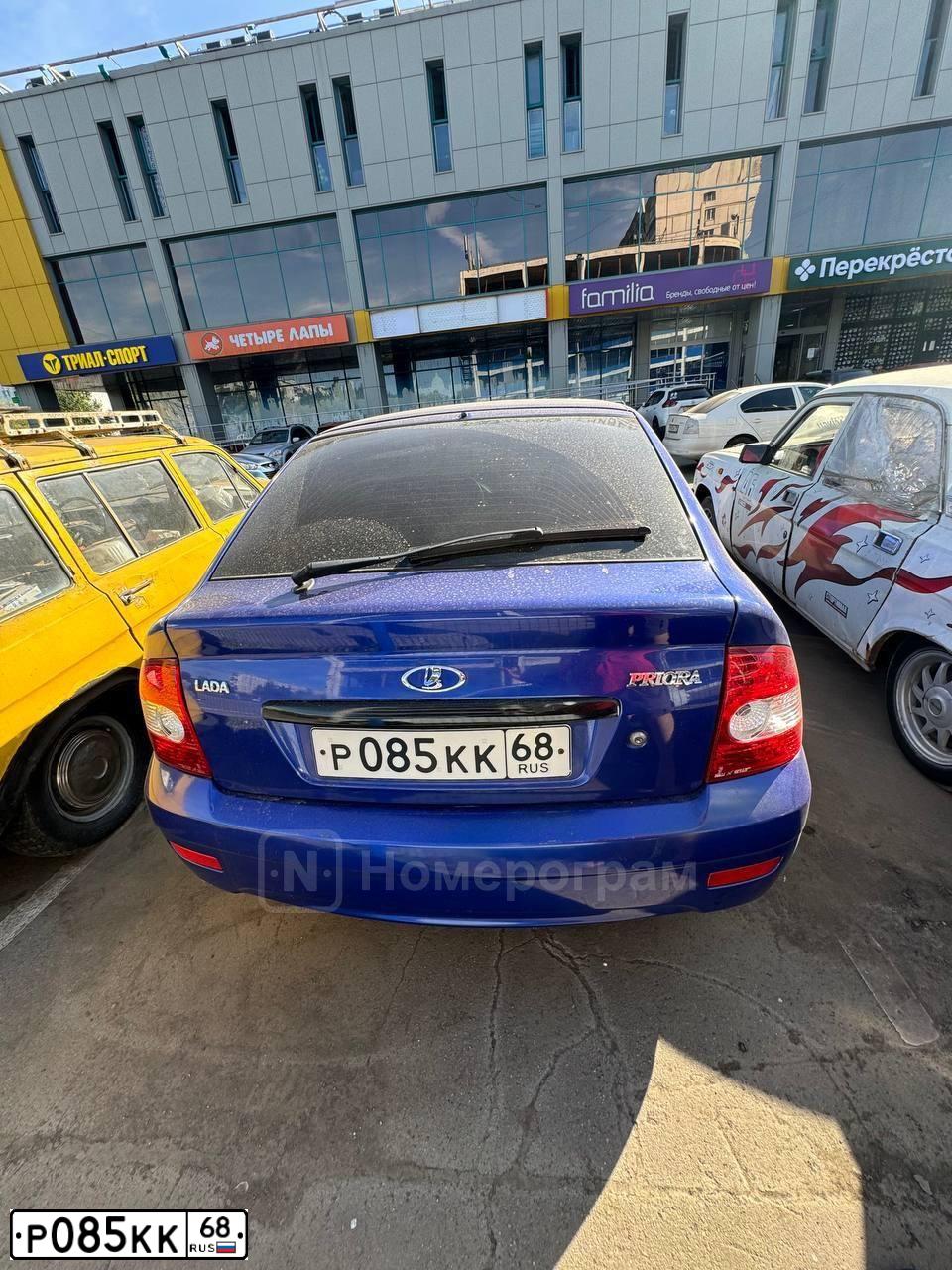 Фото автомобиля LADA 2172 PRIORA, 2010 — госномер Р085КК68. Цвет: синий