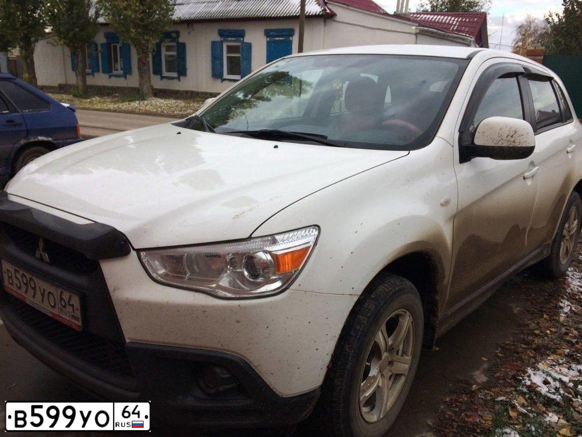Фото автомобиля MITSUBISHI ASX, 2013 — госномер В599УО64. Цвет: Белый