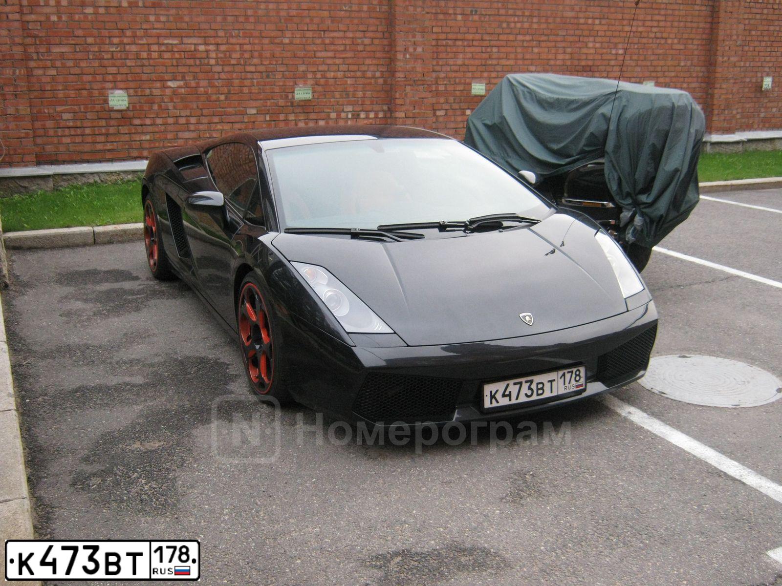 Фото автомобиля LAMBORGHINI GALLARDO, 2004 — госномер К473ВТ178. Цвет: ЧЕРНЫЙ