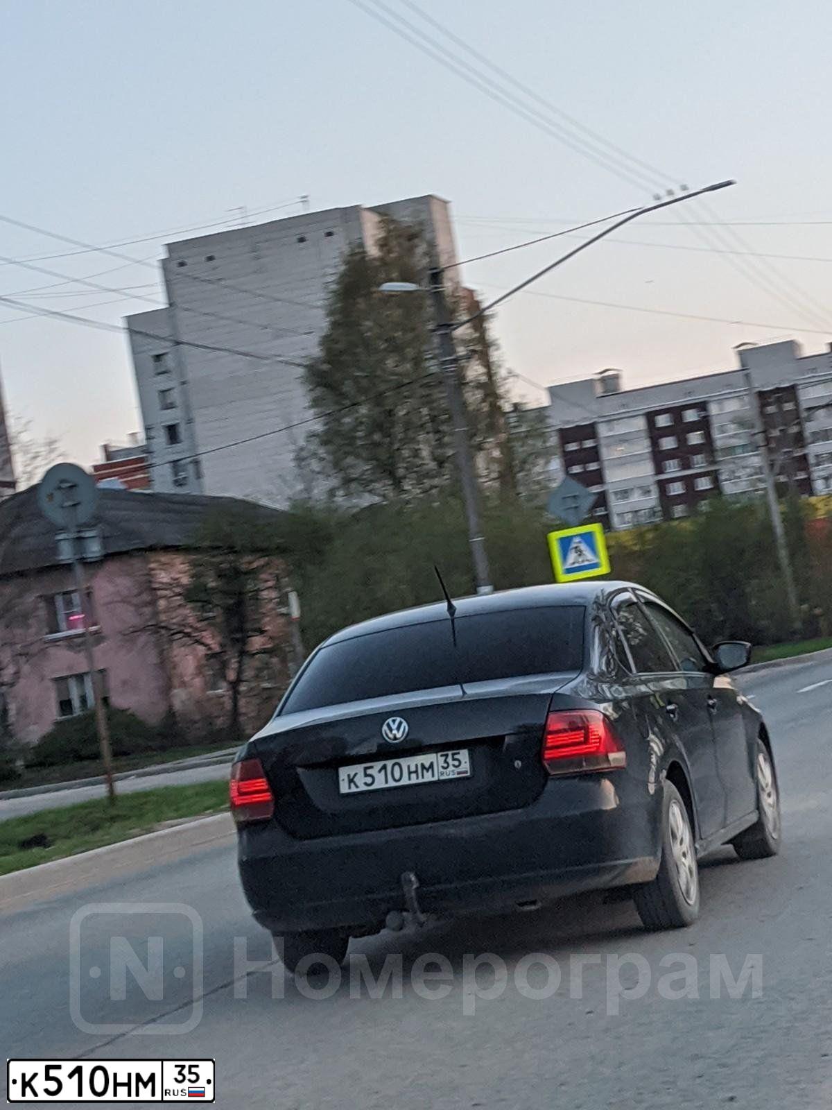 Фото автомобиля VOLKSWAGEN POLO, 2012 — госномер К510НМ35. Цвет: ЧЕРНЫЙ