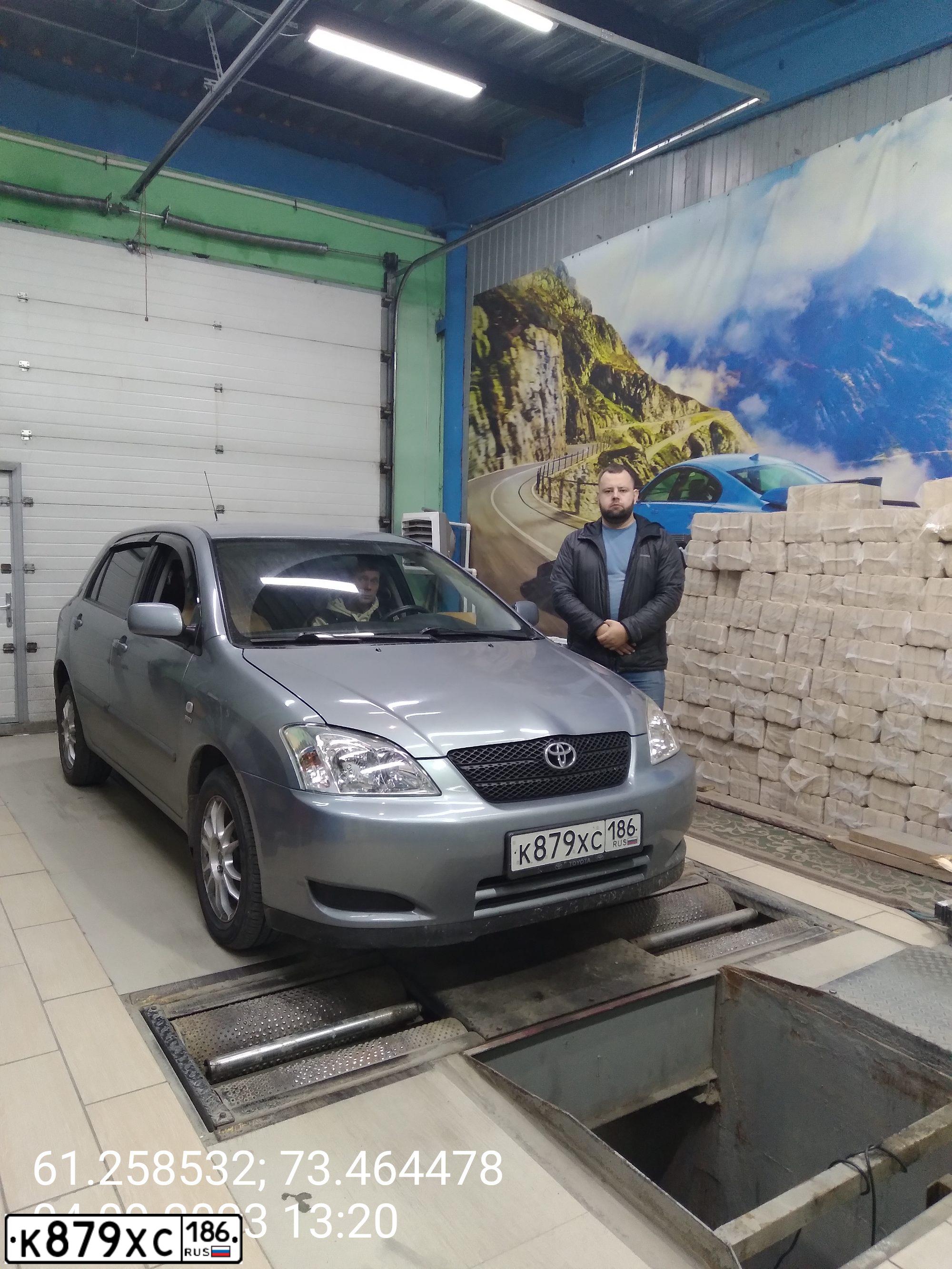 Фото автомобиля TOYOTA COROLLA, 2004 — госномер К879ХС186. Цвет: СЕРО-ГОЛУБОЙ