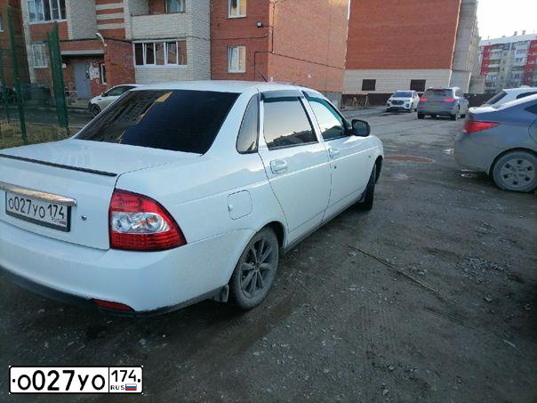 Фото автомобиля LADA 2170 PRIORA, 2013 — госномер О027УО174. Цвет: Белый