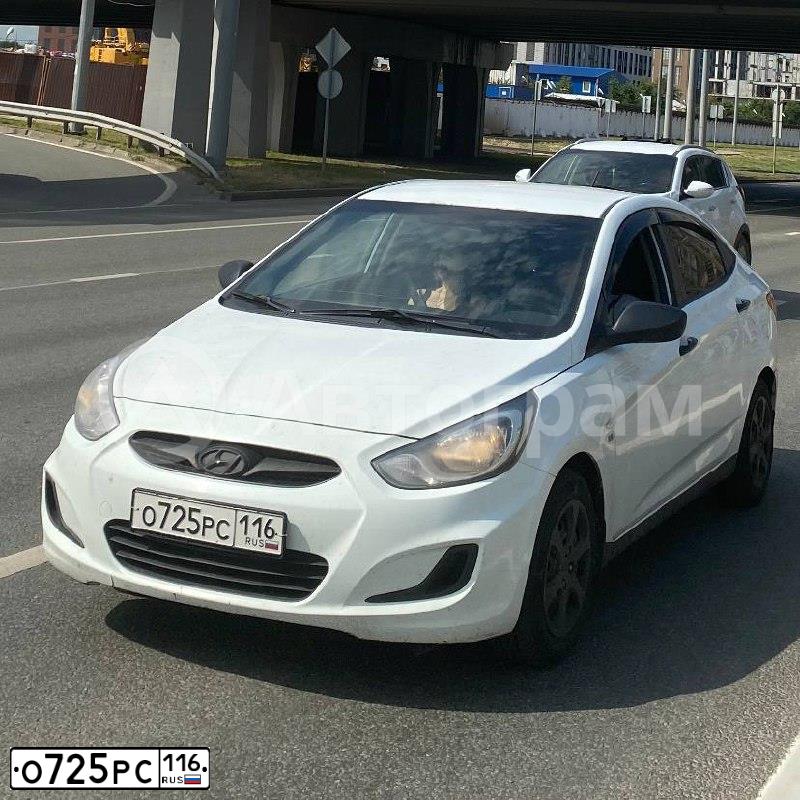 Фото автомобиля HYUNDAI SOLARIS, 2011 — госномер О725РС116. Цвет: Белый