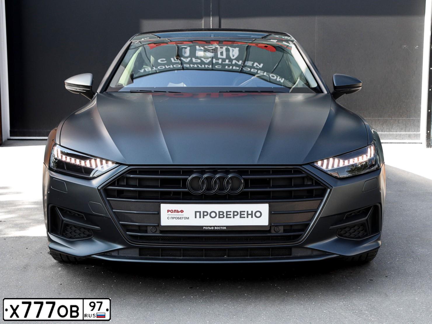 Фото автомобиля AUDI A7, 2018 — госномер К553УК797. Цвет: СЕРО-СИНИЙ
