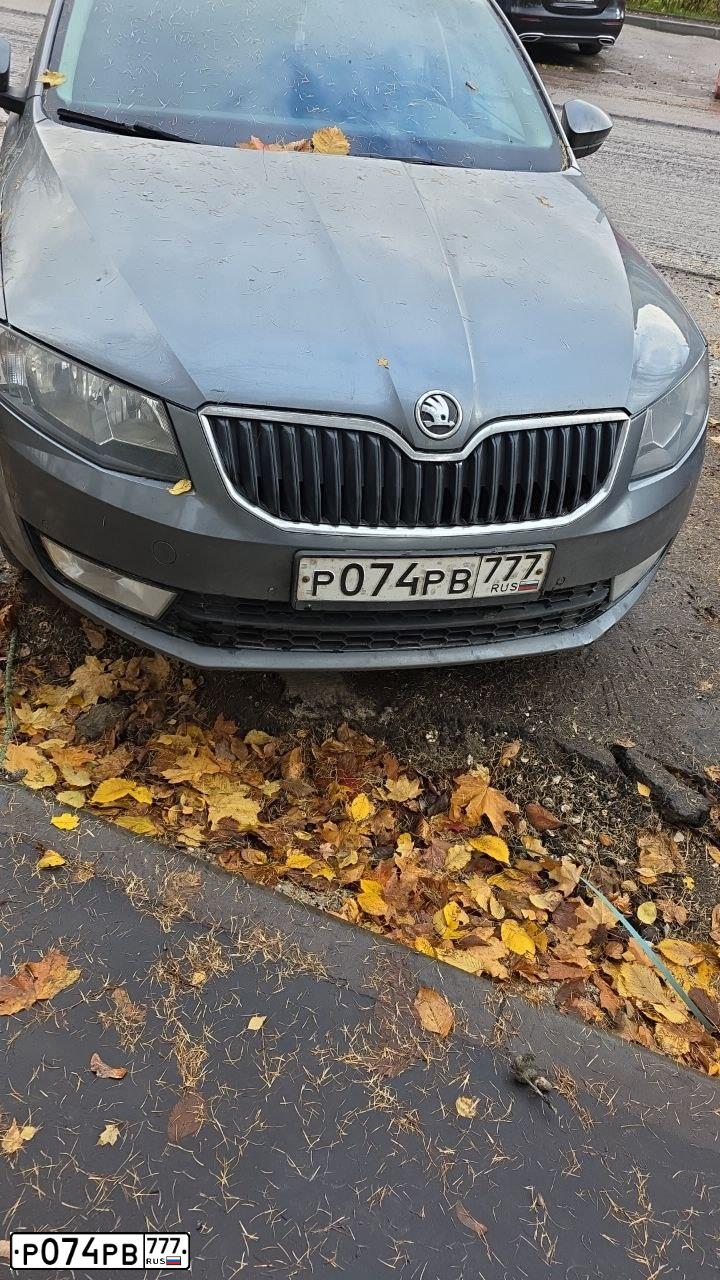 Фото автомобиля SKODA ШКОДА ОКТАВИЯ, 2015 — госномер Р074РВ777. Цвет: ТЕМНО-СЕРЫЙ