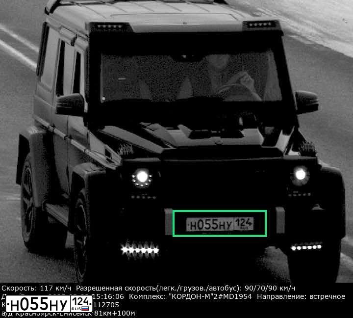 Фото автомобиля MERCEDES G-KLASSE, 2003 — госномер Н055НУ124. Цвет: ЧЕРНЫЙ