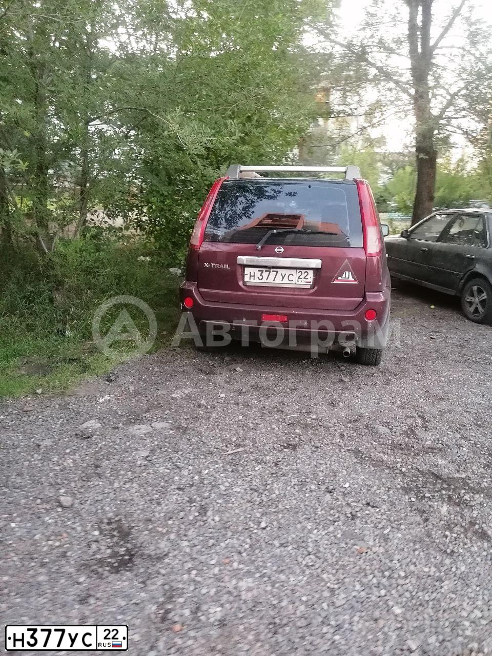 Фото автомобиля NISSAN X-TRAIL, 2005 — госномер Н377УС22. Цвет: ТЕМНО-КРАСНЫЙ