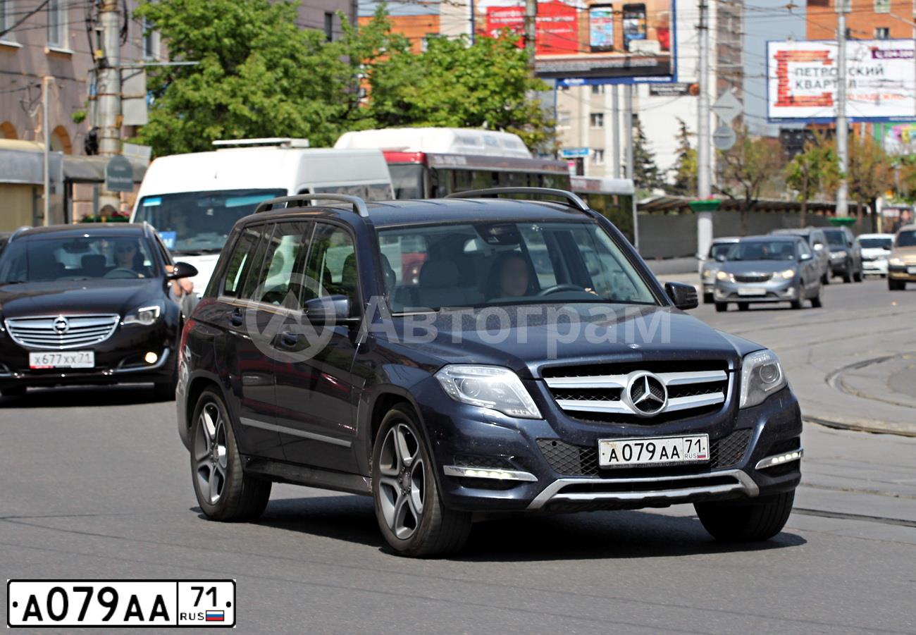 Фото автомобиля MERCEDES GLK-KLASSE, 2013 — госномер А079АА71. Цвет: синий