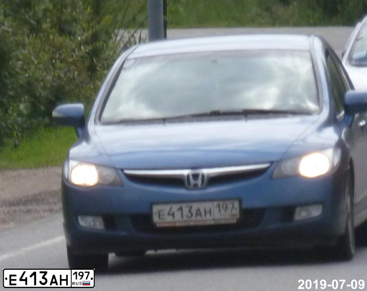 Фото автомобиля HONDA CIVIC, 2008 — госномер Е413АН197. Цвет: СВЕТЛО-СИНИЙ