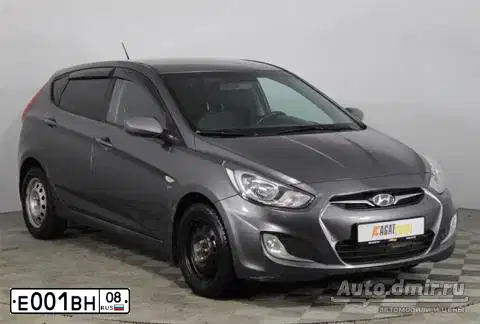 Фото автомобиля HYUNDAI SOLARIS, 2014 — госномер Е001ВН08. Цвет: ЧЕРНО-СЕРЫЙ