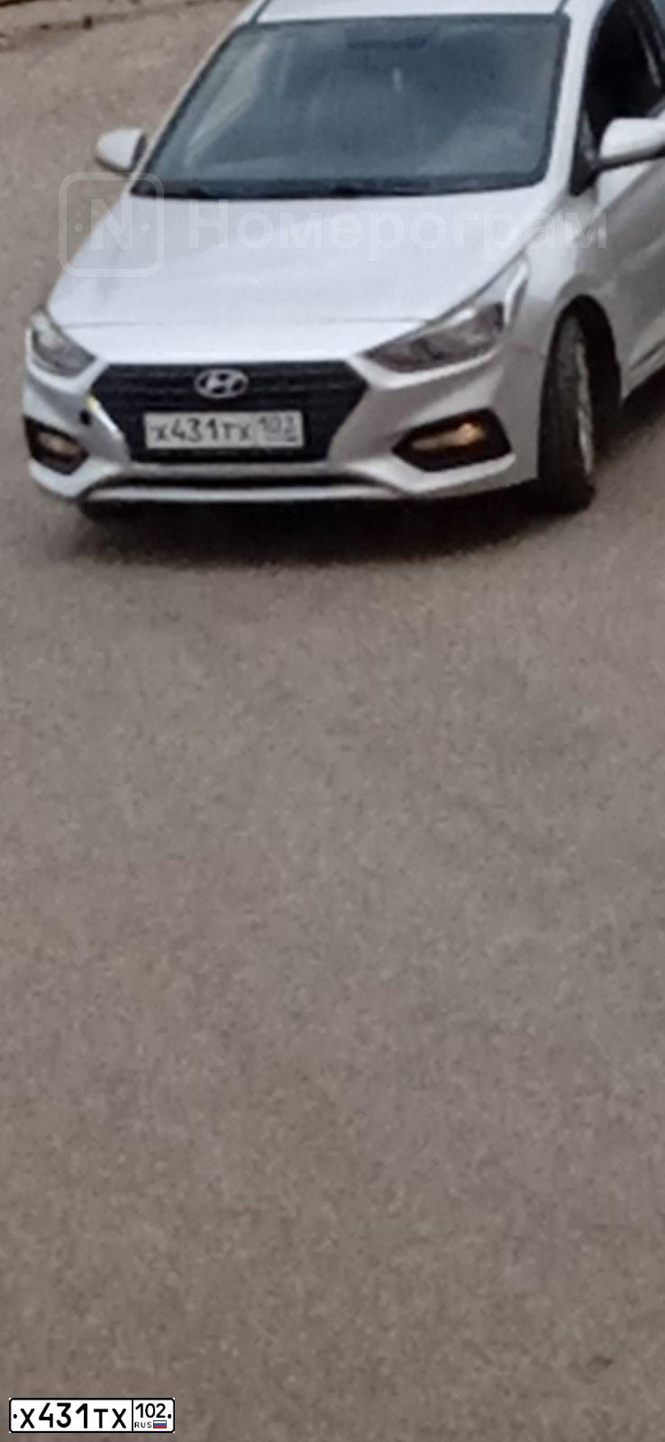 Фото автомобиля HYUNDAI SOLARIS, 2019 — госномер Х431ТХ102. Цвет: СЕРЕБРИСТЫЙ