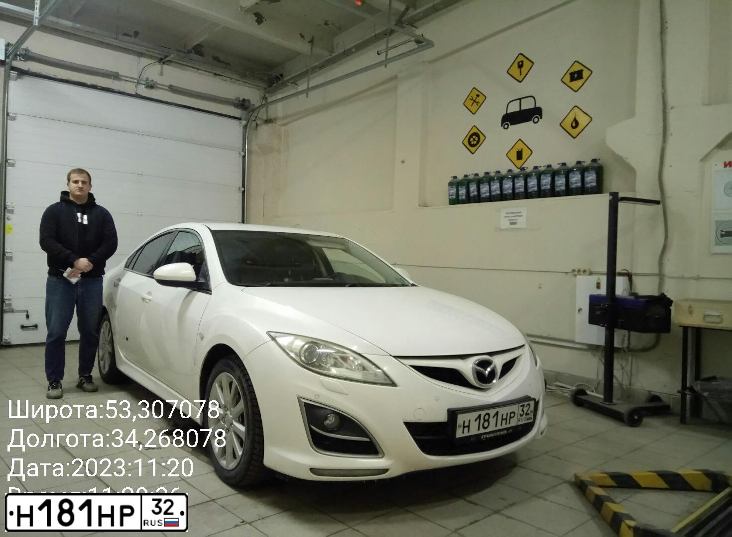 Фото автомобиля MAZDA 6, 2012 — госномер Н181НР32. Цвет: Белый