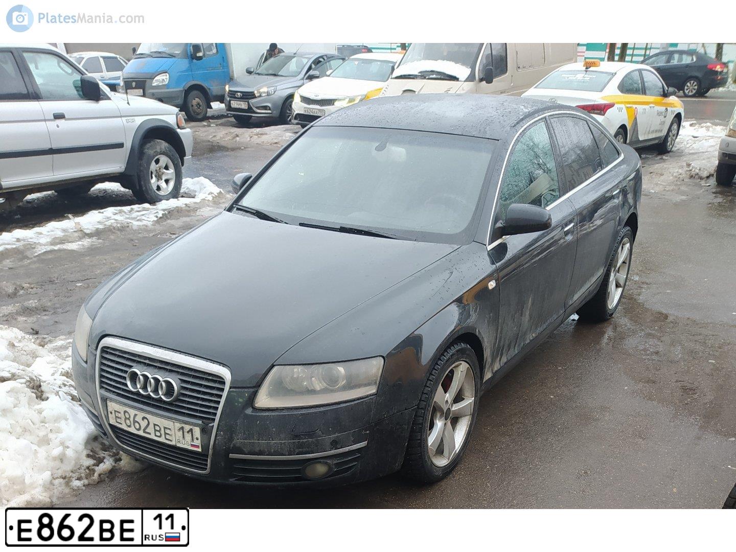 Фото автомобиля AUDI A6, 2004 — госномер Е862ВЕ11. Цвет: ЧЕРНЫЙ