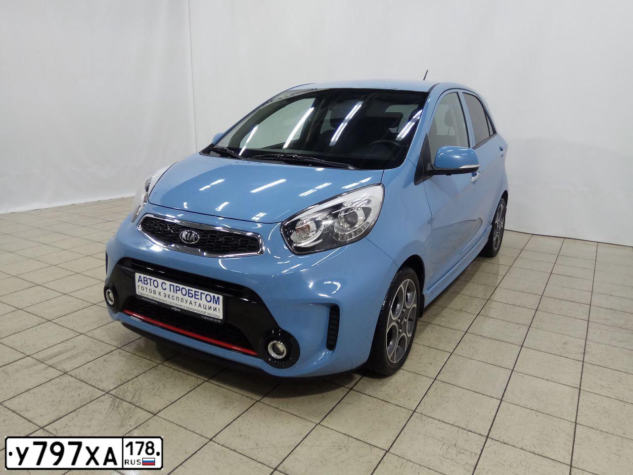 Фото автомобиля KIA PICANTO / MORNING, 2016 — госномер У797ХА178. Цвет: голубой