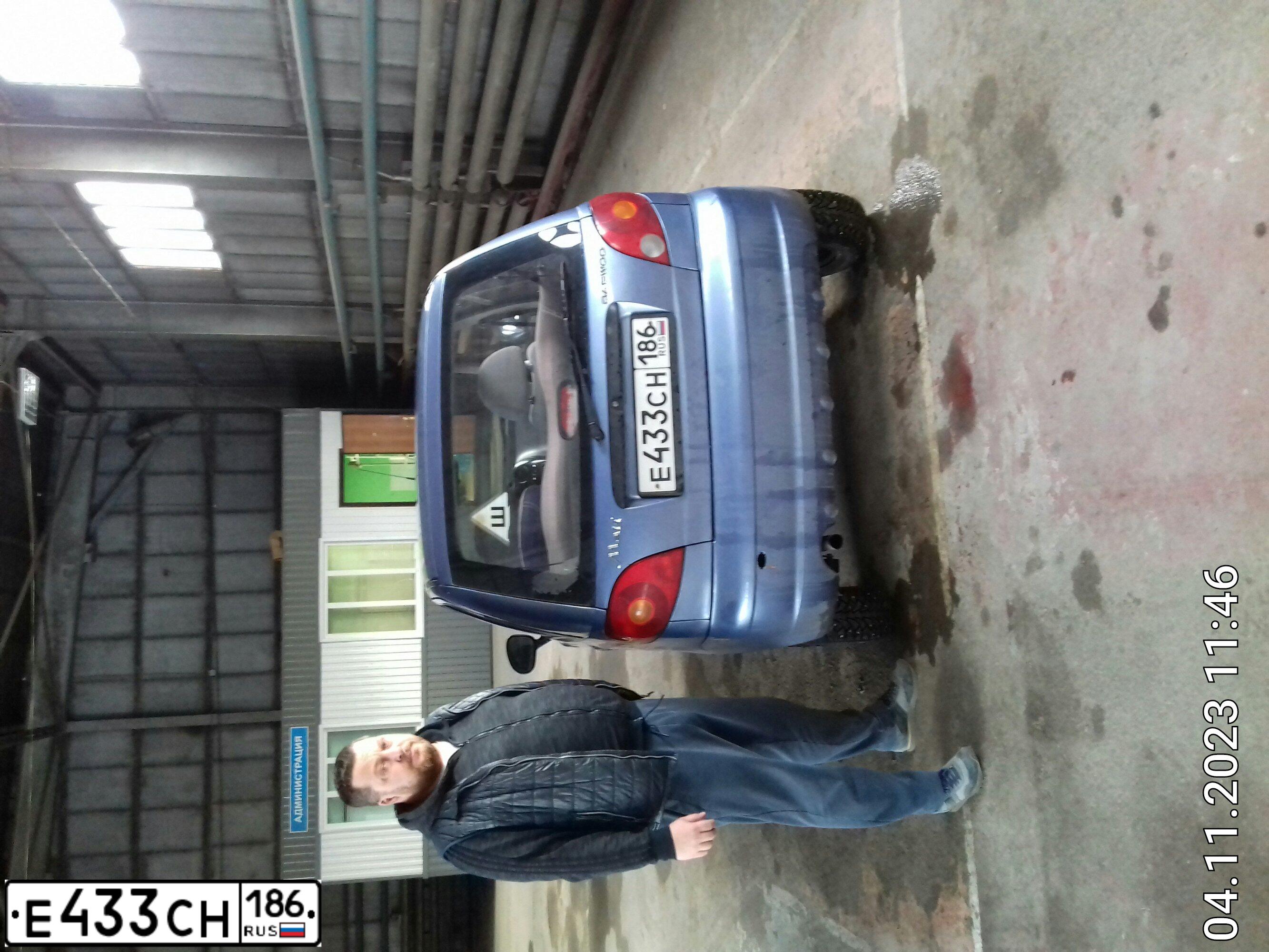 Фото автомобиля DAEWOO MATIZ, 2007 — госномер Е433СН186. Цвет: Перламутрово-голубой