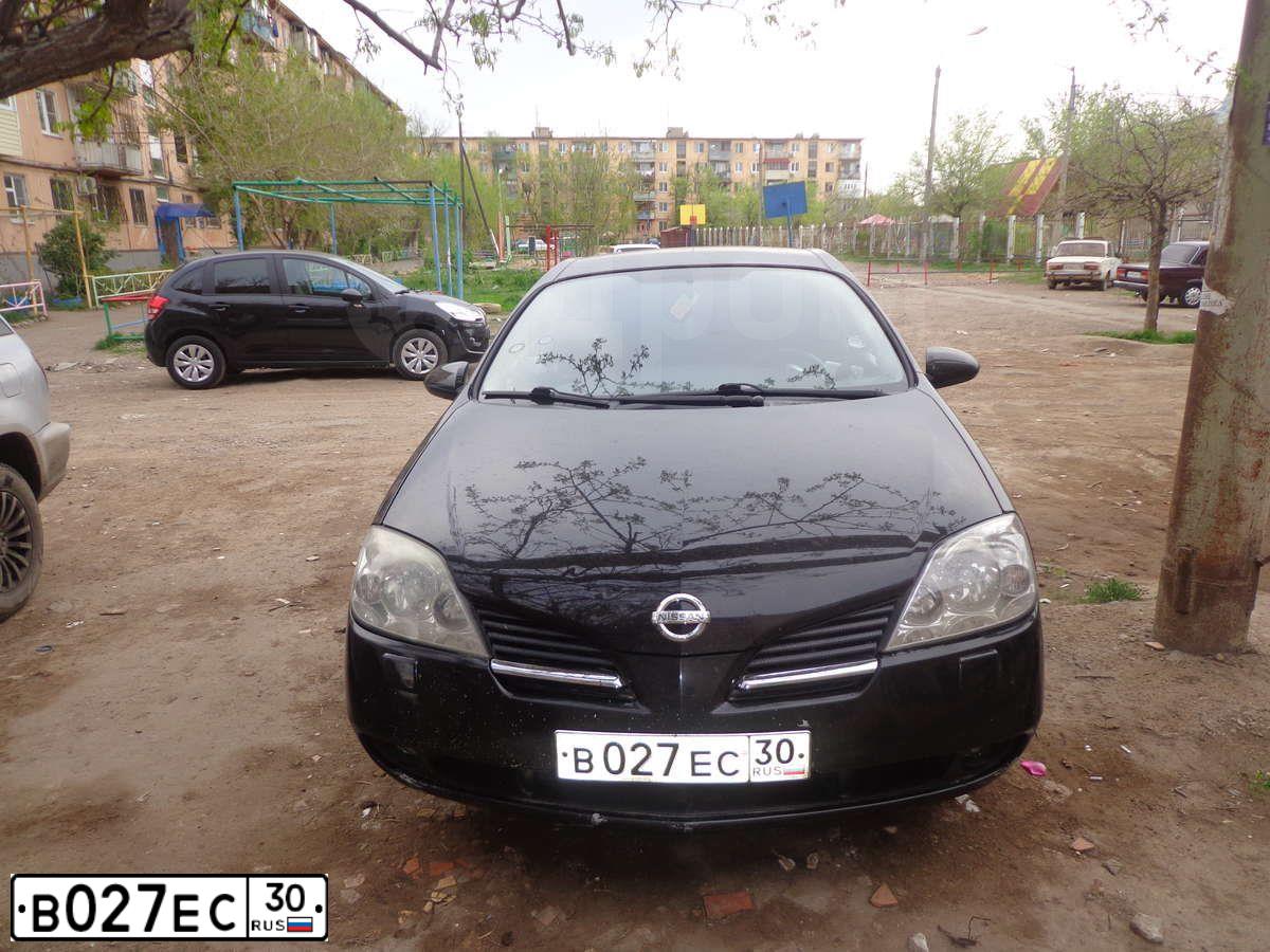 Фото автомобиля NISSAN PRIMERA, 2005 — госномер В027ЕС30. Цвет: ЧЕРНЫЙ