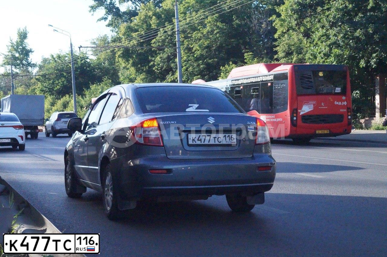 Фото автомобиля SUZUKI SX 4, 2008 — госномер К477ТС116. Цвет: СЕРЫЙ