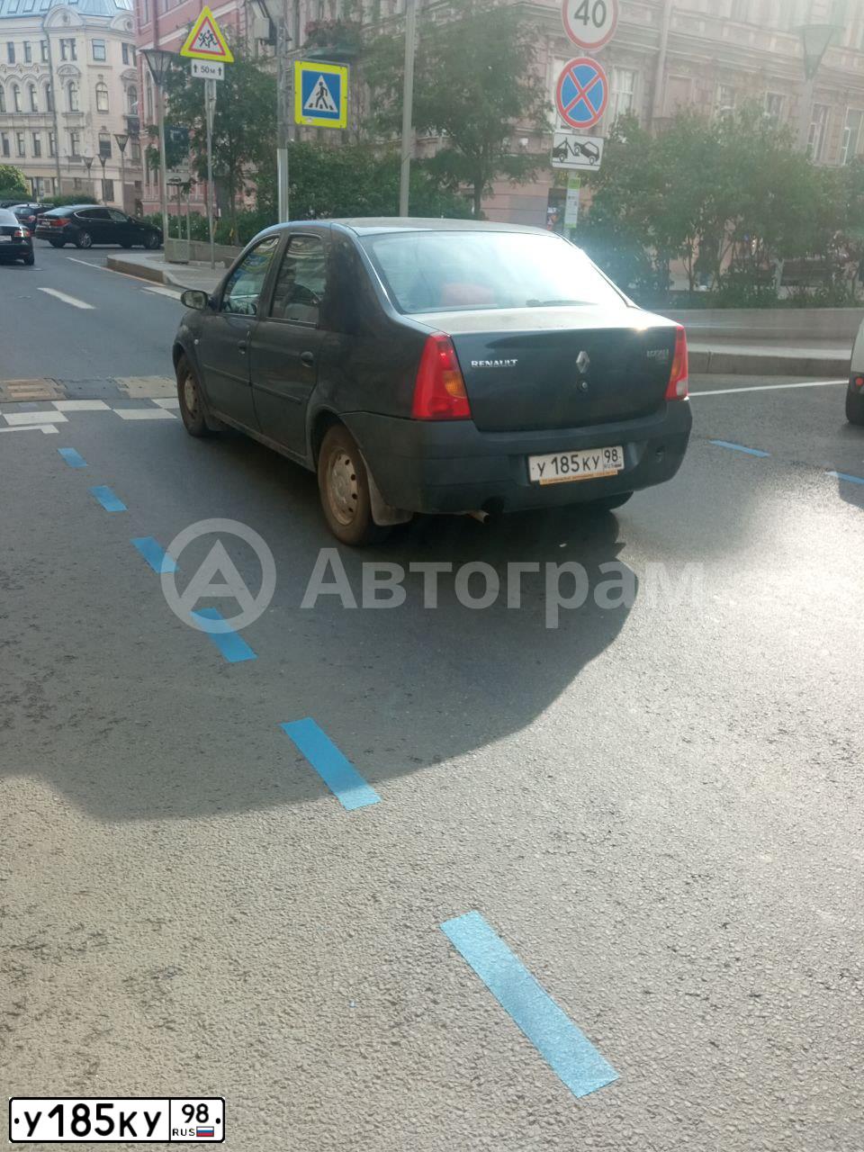 Фото автомобиля RENAULT LOGAN, 2008 — госномер У185КУ98. Цвет: ТЕМНО-СЕРЫЙ