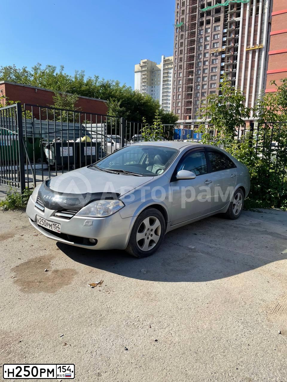 Фото автомобиля NISSAN PRIMERA, 2005 — госномер Н250РМ154. Цвет: СЕРЕБРИСТЫЙ
