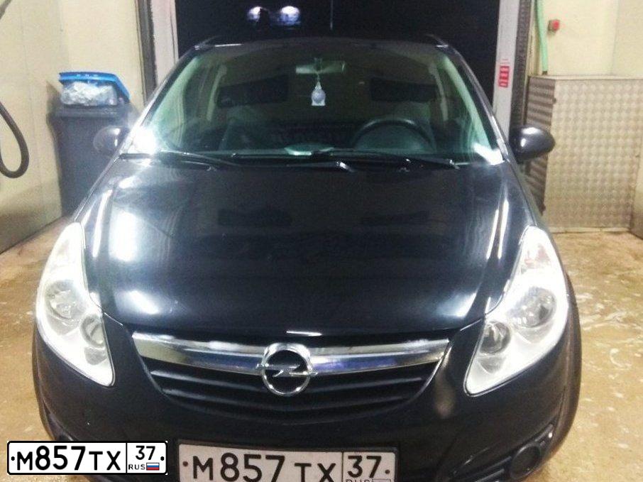 Фото автомобиля OPEL CORSA, 2008 — госномер М857ТХ37. Цвет: ЧЕРНЫЙ