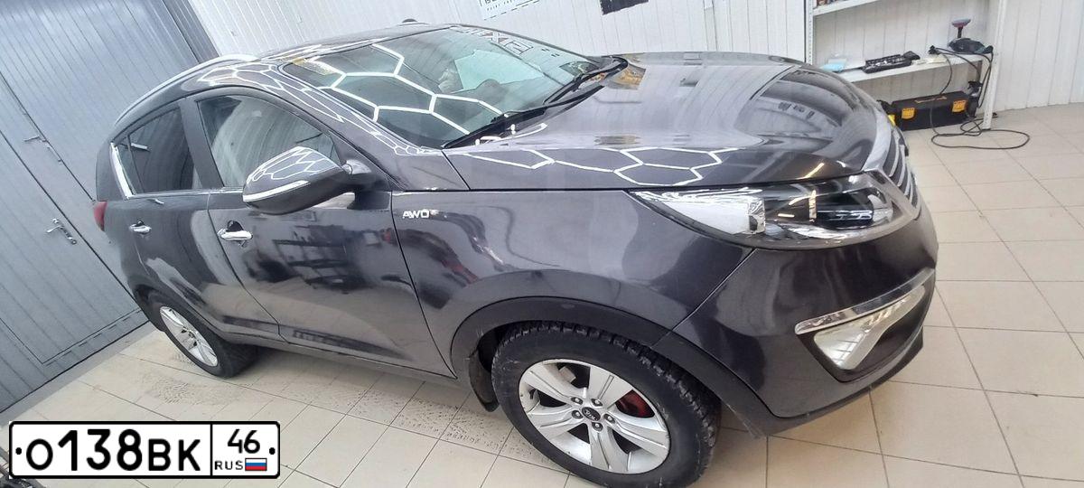 Фото автомобиля KIA SPORTAGE, 2012 — госномер О138ВК46. Цвет: СЕРЫЙ