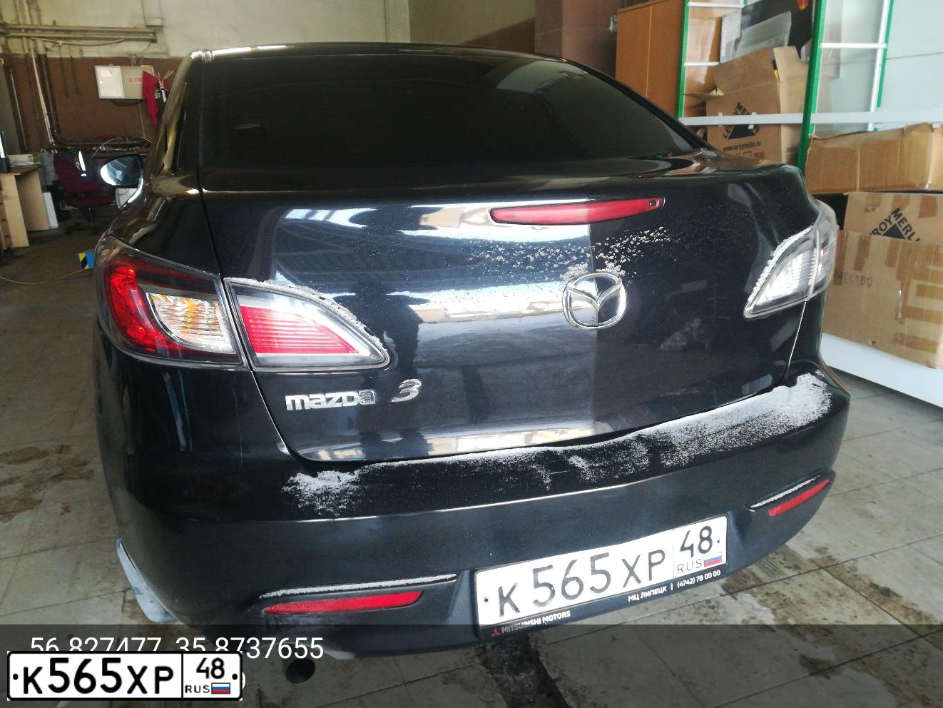 Фото автомобиля MAZDA 3, 2010 — госномер К565ХР48. Цвет: ЧЕРНЫЙ