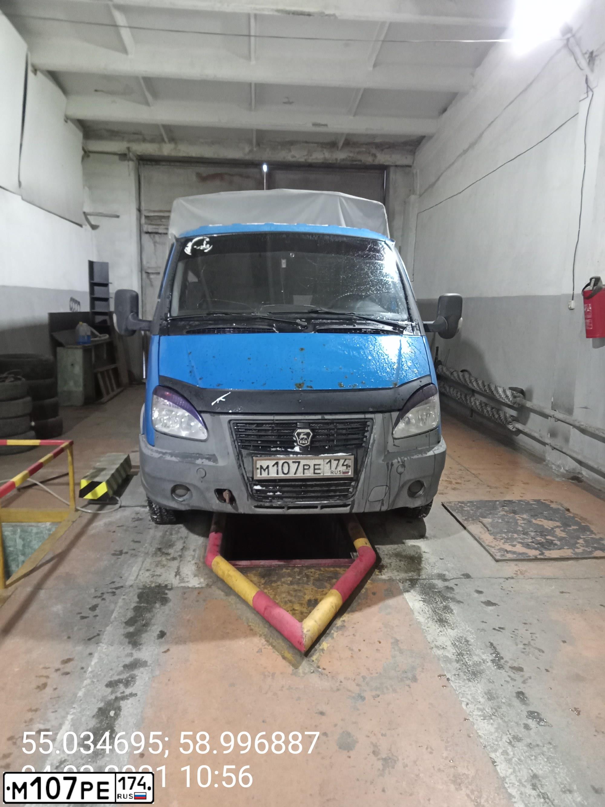 Фото автомобиля GAZ 3302 EL, 2012 — госномер М107РЕ174. Цвет: СИНИЙ