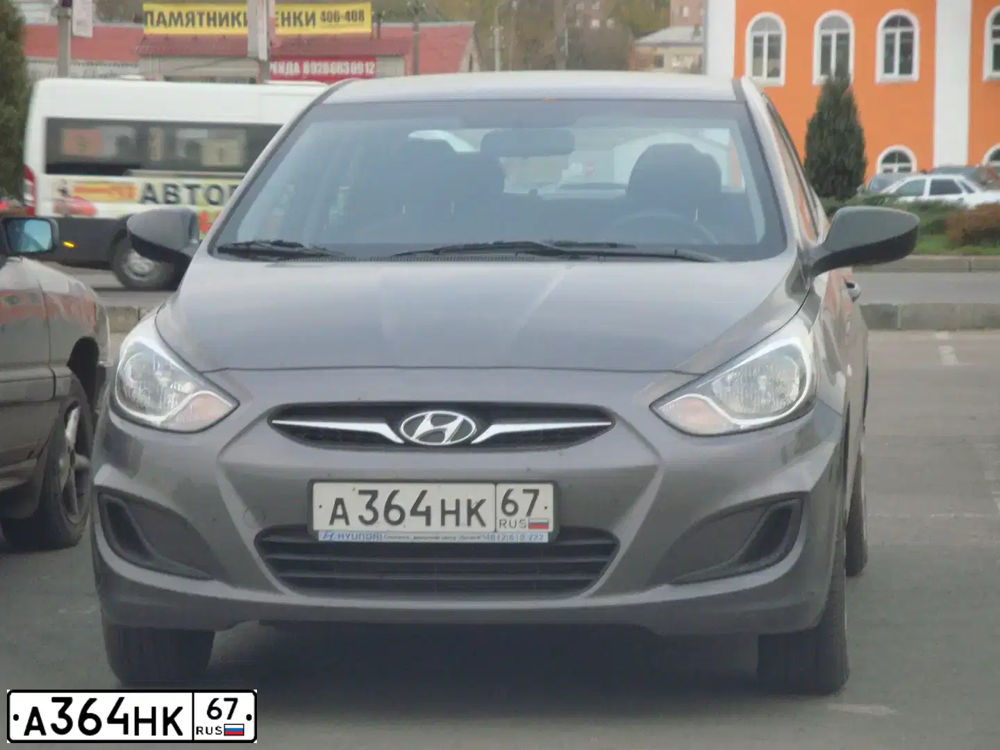 Фото автомобиля HYUNDAI SOLARIS, 2012 — госномер А364НК67. Цвет: ЧЕРНО-СЕРЫЙ