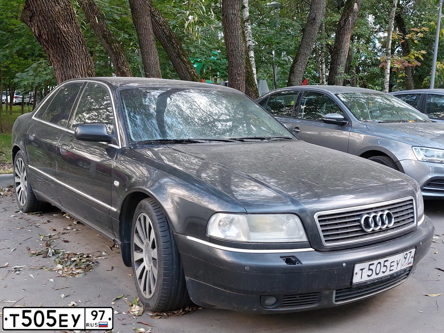 Фото автомобиля AUDI A8, 2000 — госномер Т505ЕУ97. Цвет: ЧЕРНЫЙ