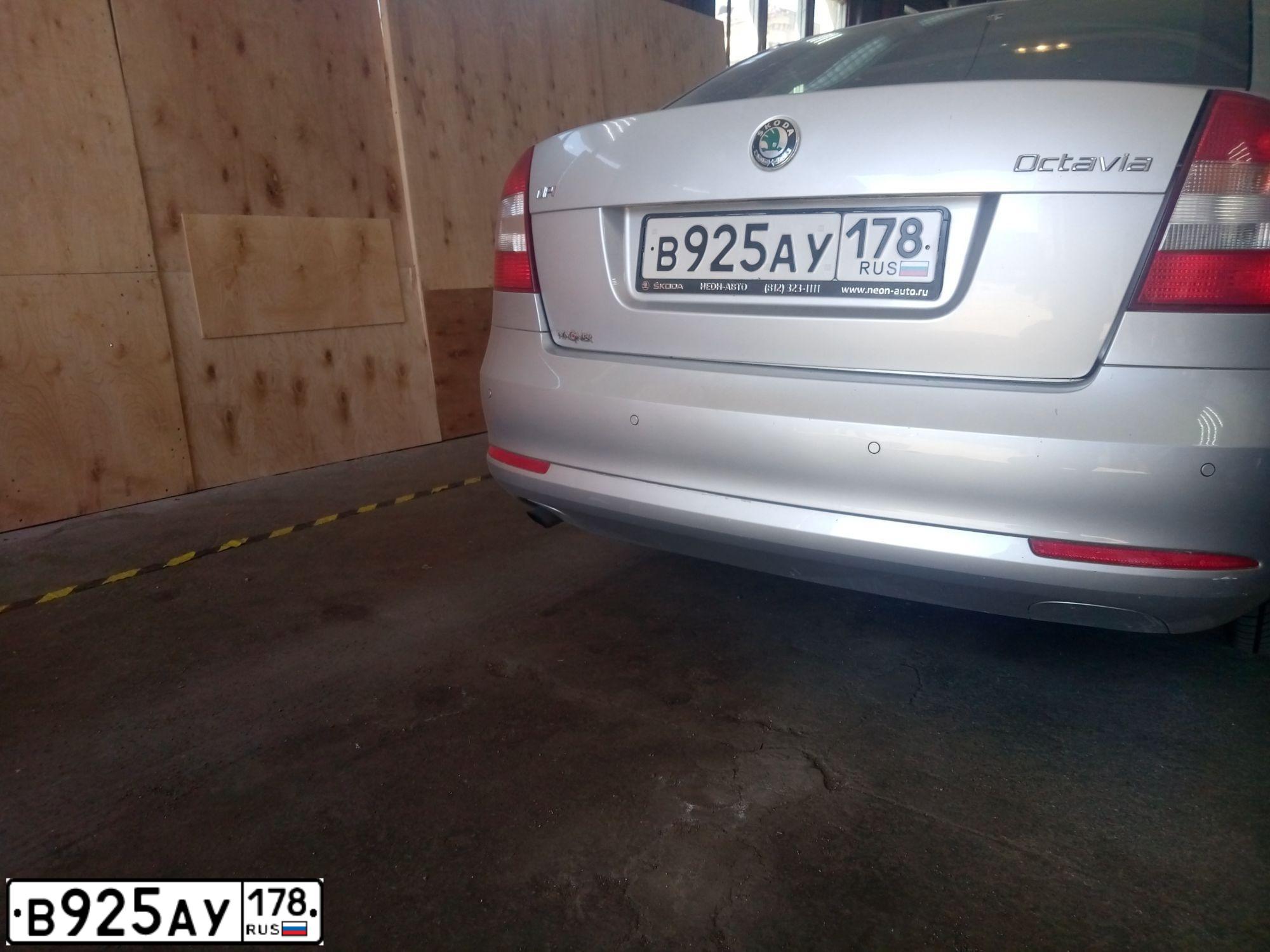 Фото автомобиля SKODA OCTAVIA, 2010 — госномер В925АУ178. Цвет: серебристый