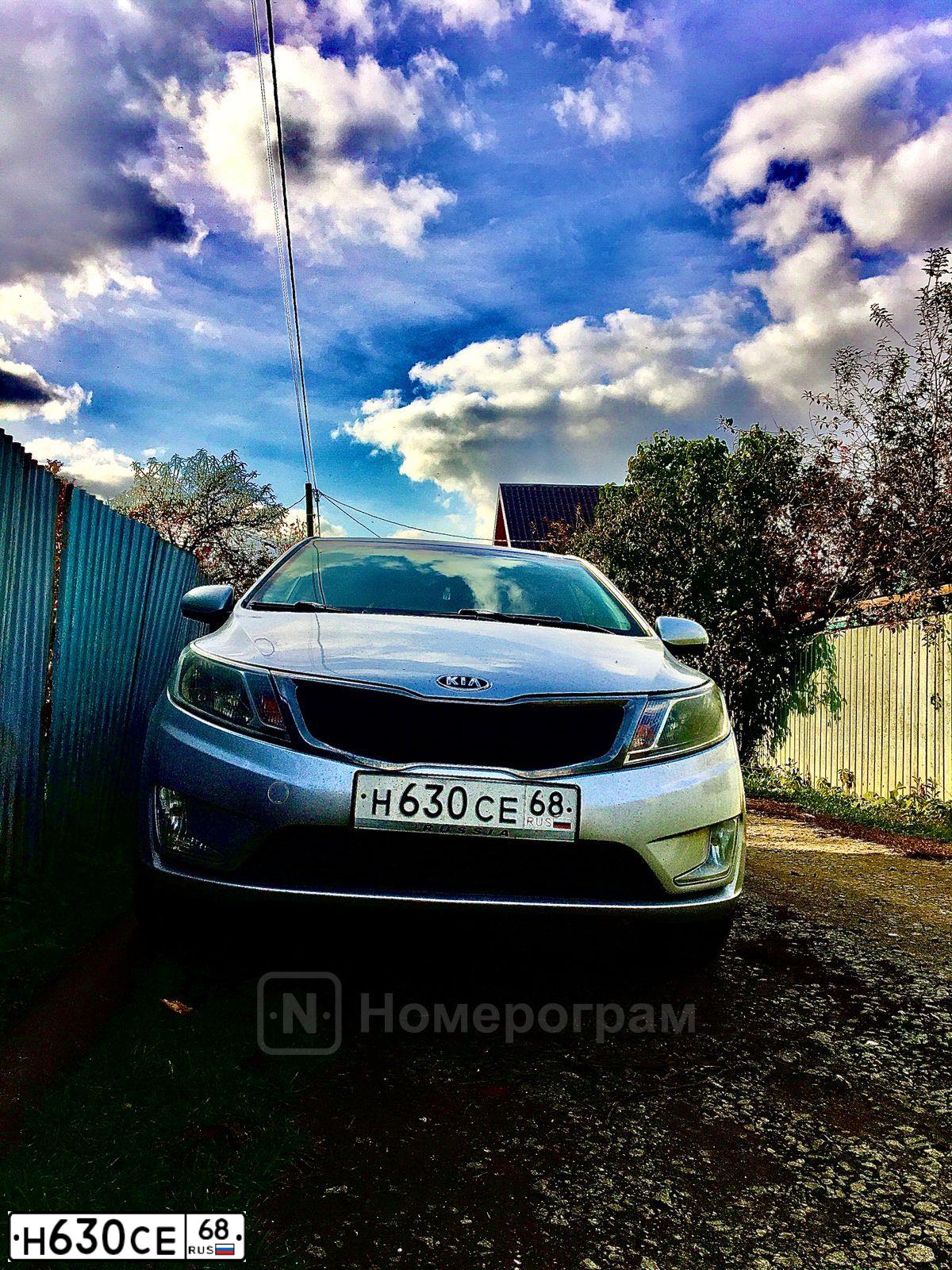 Фото автомобиля KIA RIO, 2012 — госномер Н630СЕ68. Цвет: СЕРЕБРИСТЫЙ