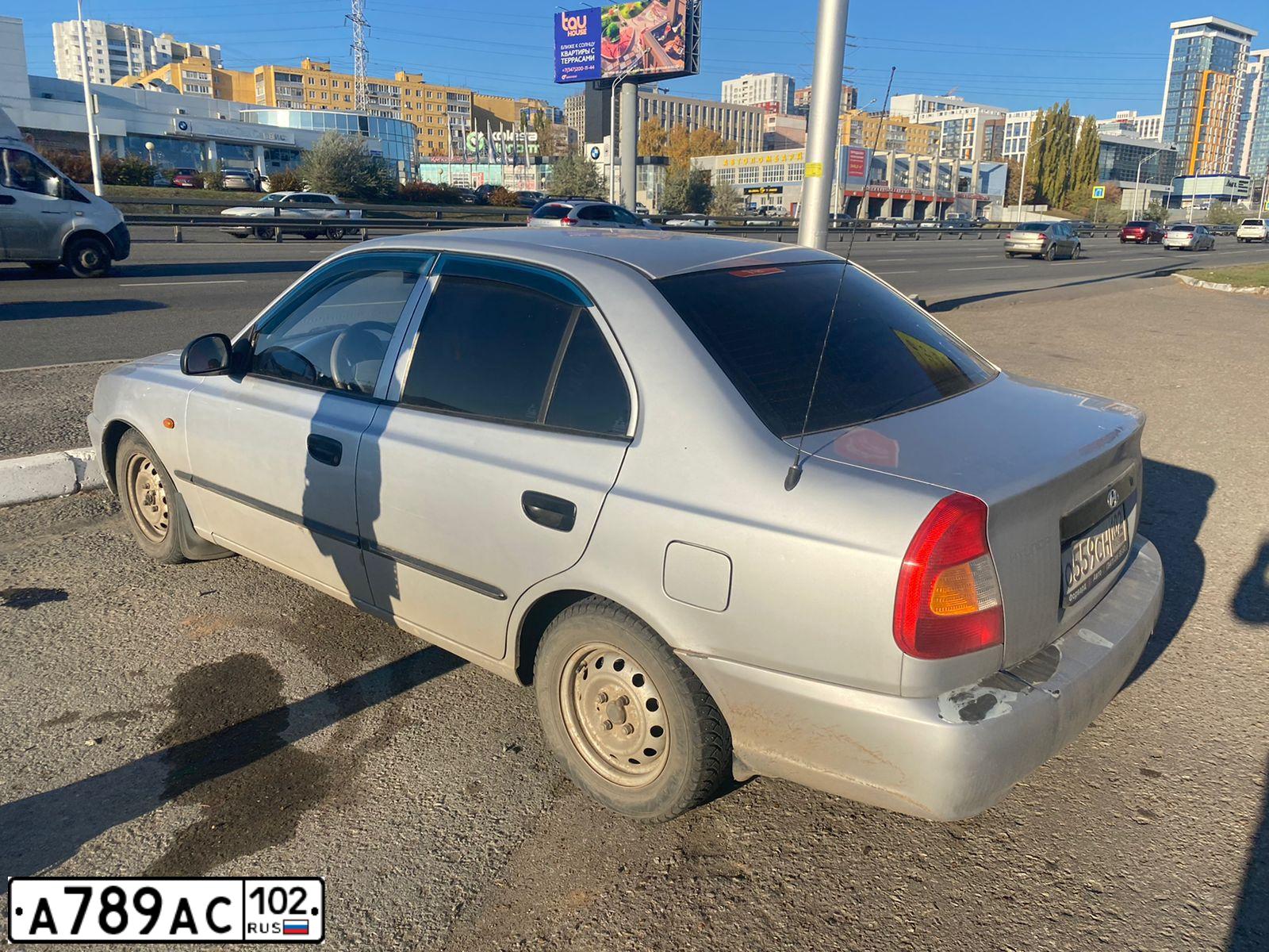 Фото автомобиля TAGAZ ACCENT, 2007 — госномер О559СН102. Цвет: Серебристый