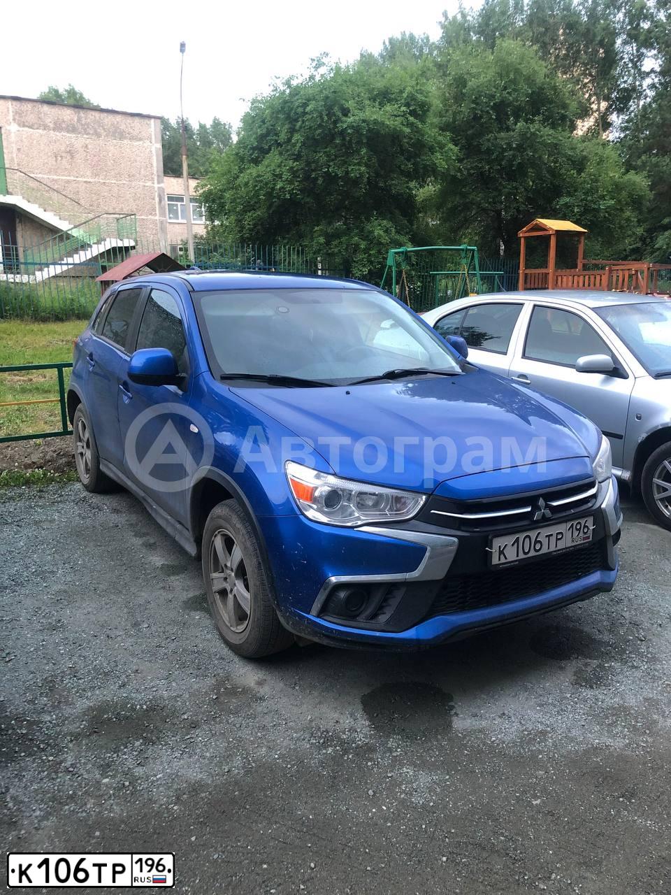 Фото автомобиля MITSUBISHI ASX, 2018 — госномер К106ТР196. Цвет: СИНИЙ