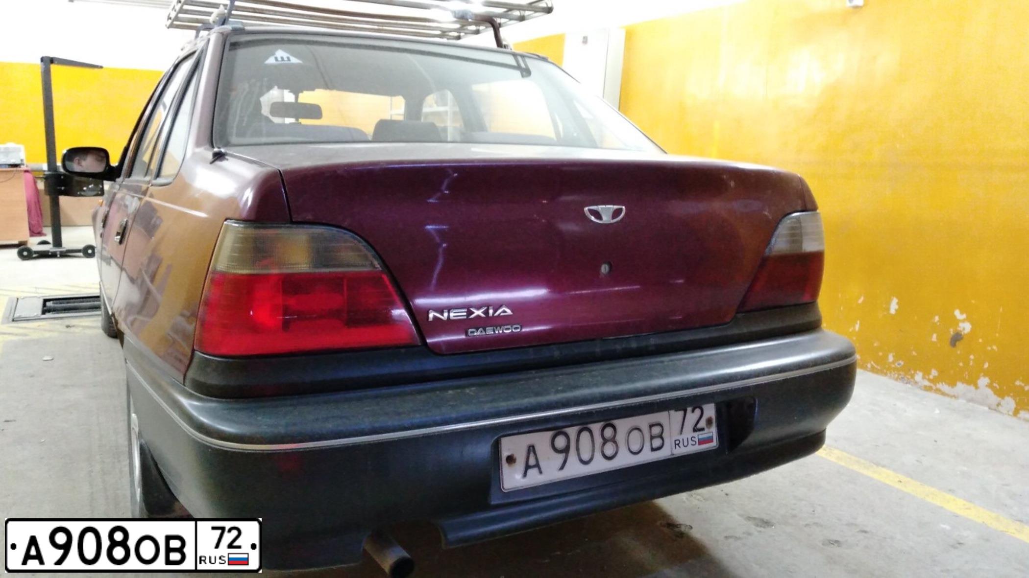 Фото автомобиля DAEWOO NEXIA, 1999 — госномер А908ОВ72. Цвет: КРАСНЫЙ