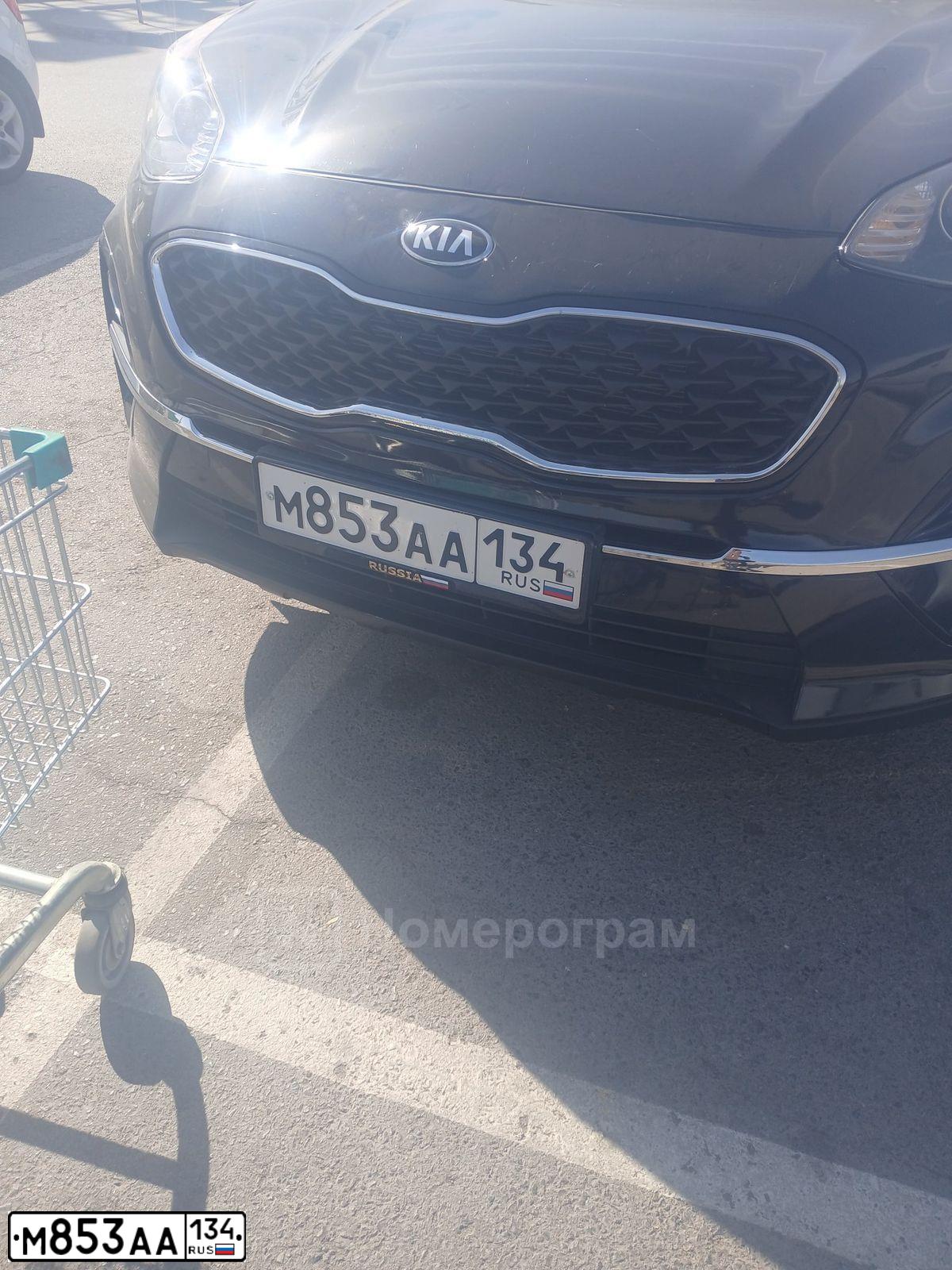 Фото автомобиля KIA SPORTAGE, 2019 — госномер М853АА134. Цвет: ЧЕРНЫЙ ПЕРЛАМУТ