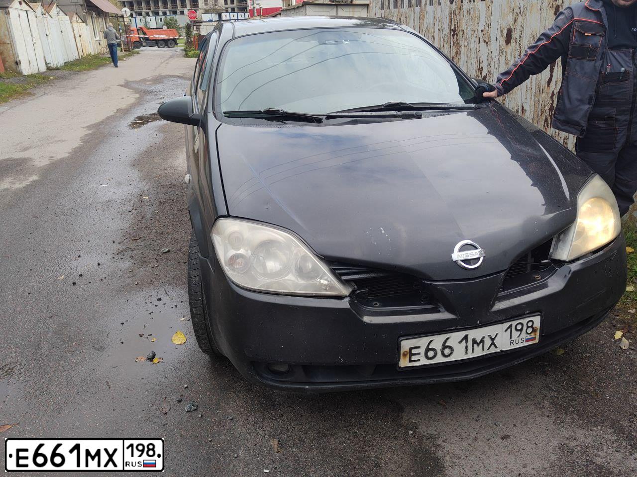 Фото автомобиля NISSAN PRIMERA, 2007 — госномер Е661МХ198. Цвет: ЧЕРНЫЙ