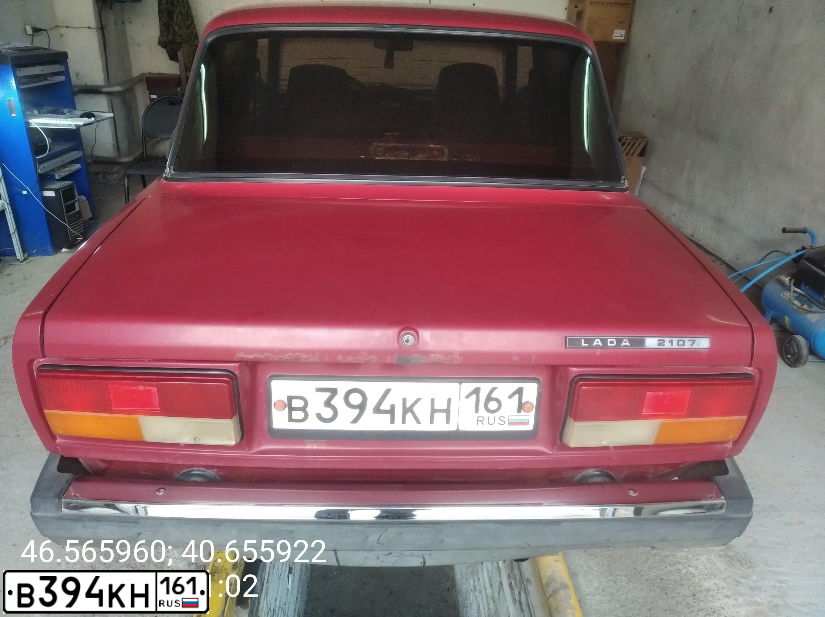 Фото автомобиля LADA 2107, 2006 — госномер В394КН161. Цвет: ВИШНЕВЫЙ