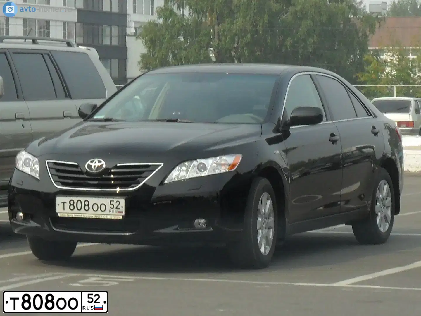 Фото автомобиля TOYOTA CAMRY, 2008 — госномер Т808ОО52. Цвет: ЧЕРНЫЙ