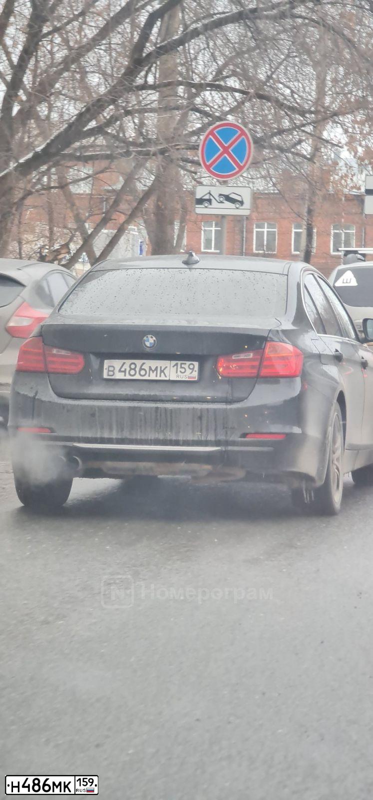 Фото автомобиля BMW SERIE 3, 2012 — госномер Н486МК159. Цвет: ЧЕРНЫЙ