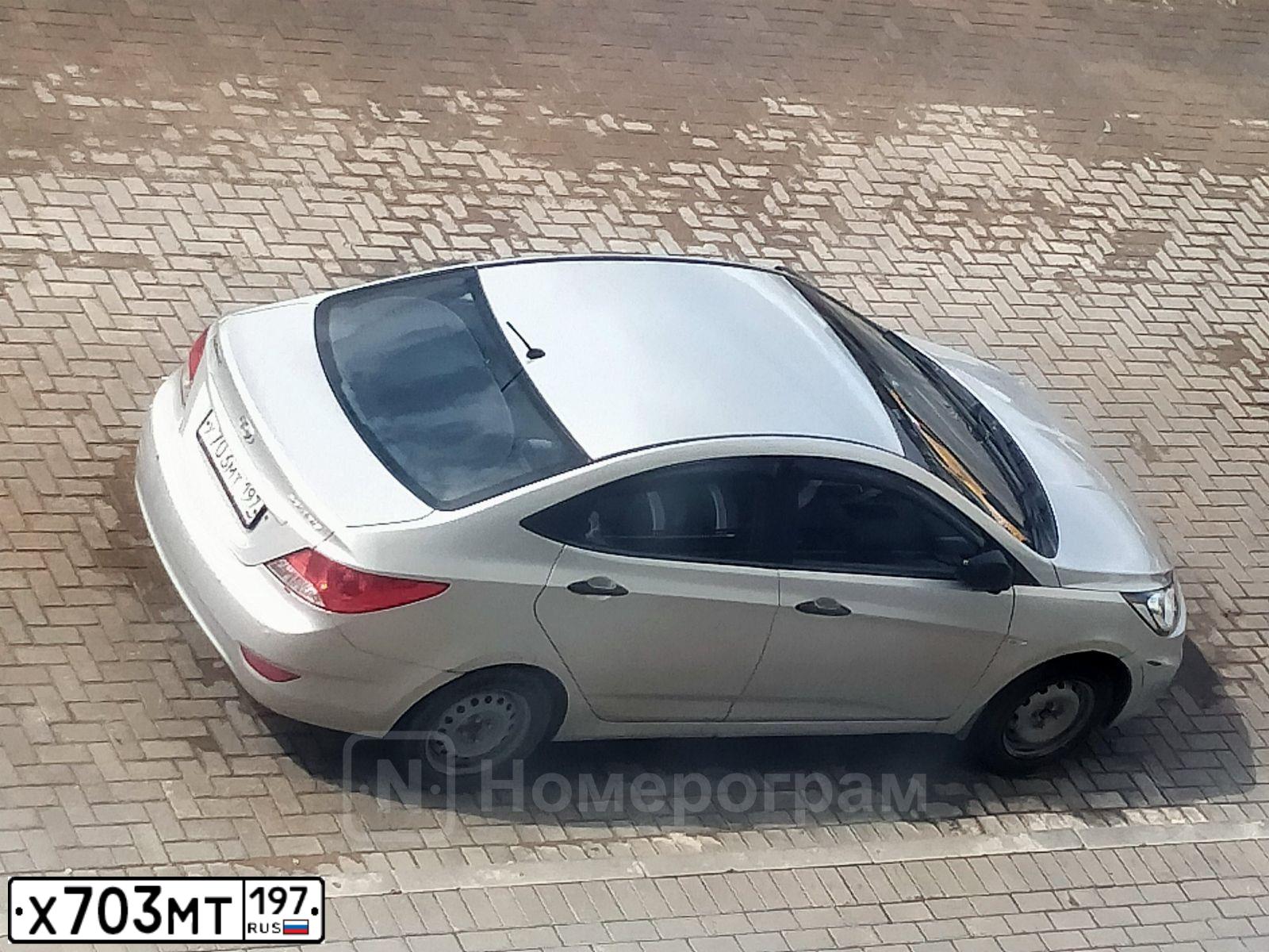 Фото автомобиля HYUNDAI SOLARIS, 2011 — госномер Х703МТ197. Цвет: СЕРЕБРИСТЫЙ