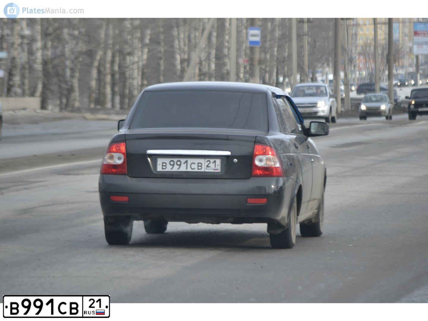 Фото автомобиля LADA 2170 PRIORA, 2010 — госномер В991СВ21. Цвет: СИНЕ-ЧЕРНЫЙ