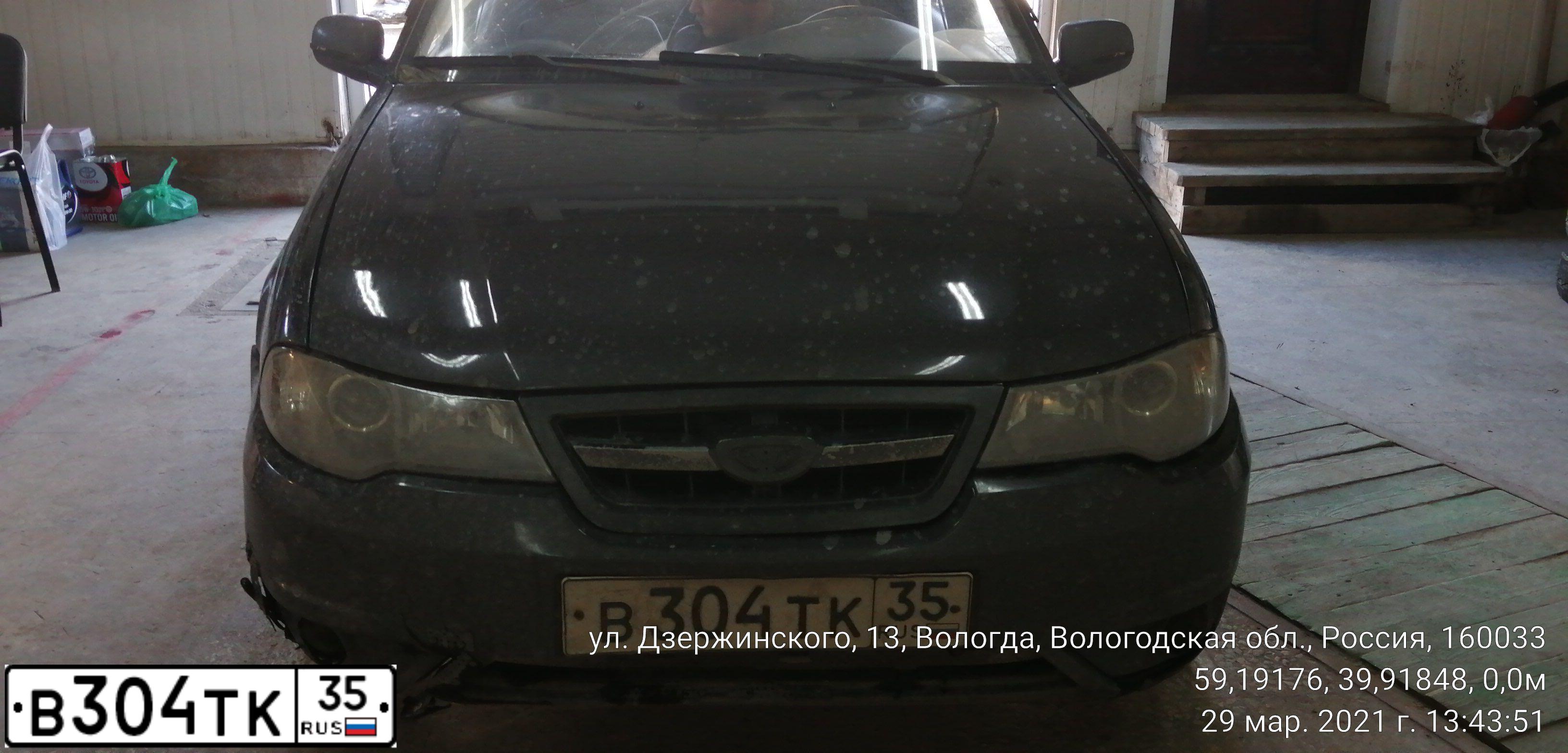 Фото автомобиля DAEWOO NEXIA, 2012 — госномер В304ТК35. Цвет: Бледно-Черный