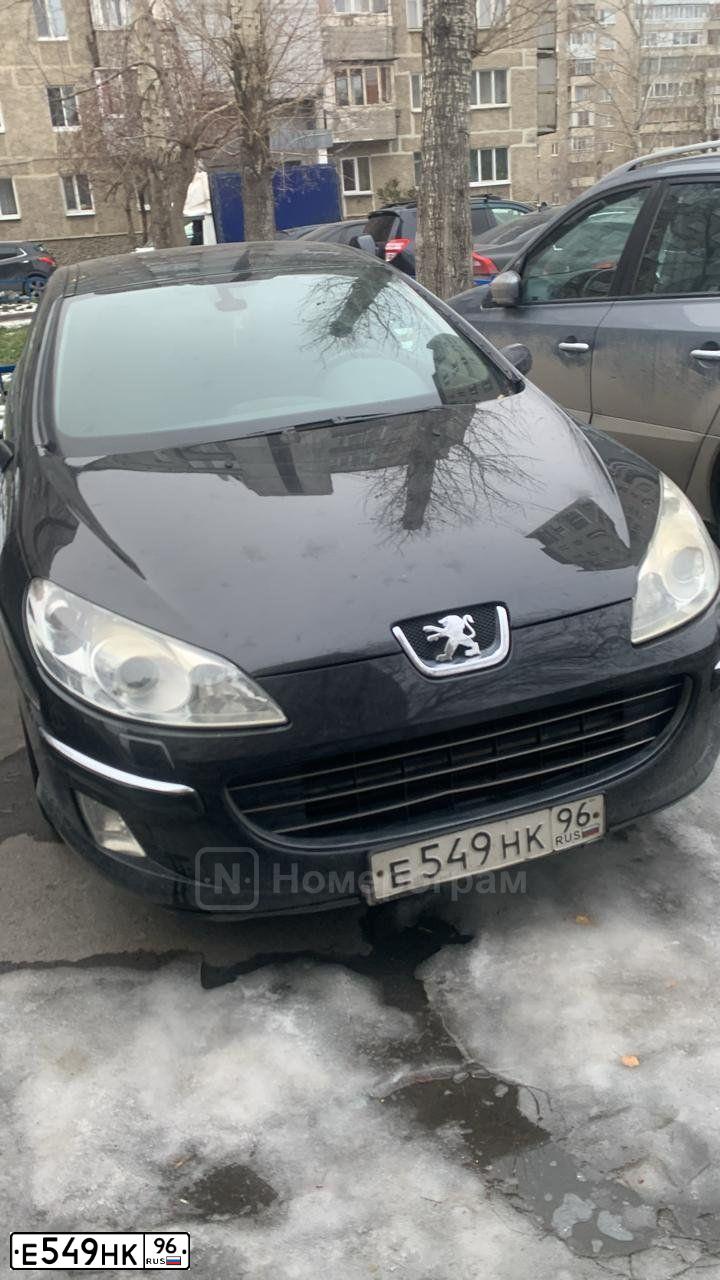 Фото автомобиля PEUGEOT 407, 2007 — госномер Е549НК96. Цвет: ЧЕРНЫЙ