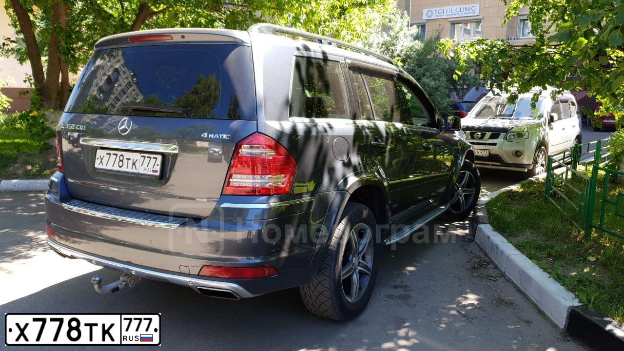 Фото автомобиля MERCEDES GL-KLASSE, 2010 — госномер Х778ТК777. Цвет: Серый