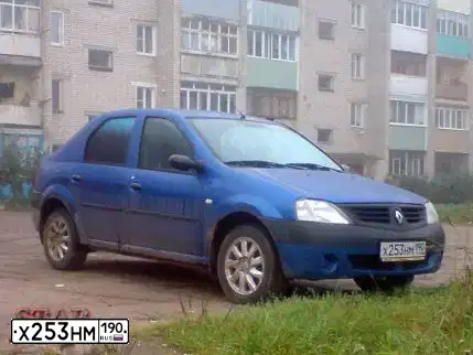 Фото автомобиля RENAULT LOGAN, 2006 — госномер Н407РЕ152. Цвет: СИНИЙ