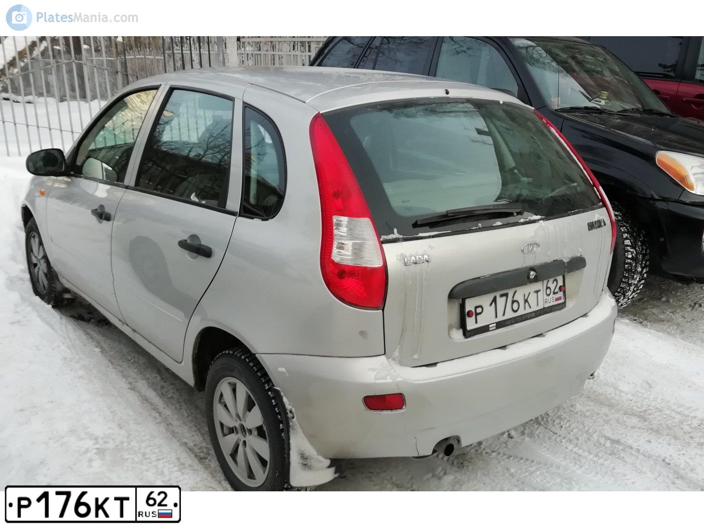 Фото автомобиля LADA 1119 KALINA, 2007 — госномер Р176КТ62. Цвет: серебристый